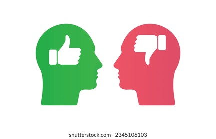 Two men heads with thumb hands.on white background.Vector Design Illustration.