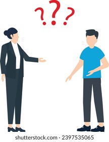 two men talking,can’t hold a conversation,blue background,vector illustration

