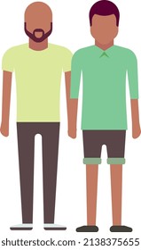 Two men holding hands. Happy gay couple