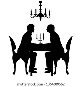 Zwei Männer, die Händchen halten. Einzeln auf Weiß.