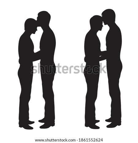 Two men holding hands. Isolated on white.