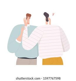 Two men hug each other and look into their eyes. Gay couple in a romantic relationship. Isolated on white background.