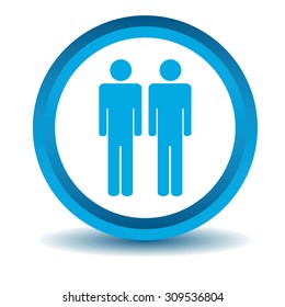 Two men icon, blue, 3D, isolated on white