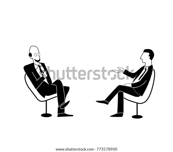 Two Men Jackets Ties Sit Chairs Stock Vektorgrafik Lizenzfrei