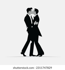 Two men kissing vector isolated. Pride month