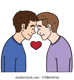 two men look each other in love. gay, tolerance.
