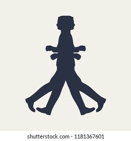Two men meet each other. Abstract illustration. Modern lifestyle metaphor