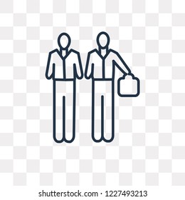 Two Men Meeting vector outline icon isolated on transparent background, high quality linear Two Men Meeting transparency concept can be used web and mobile
