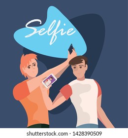 two men with mobile selfie