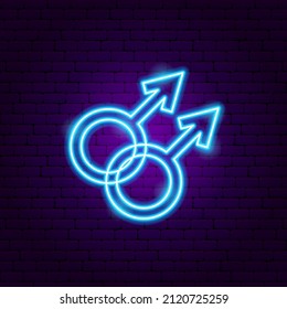 Zwei Männer Neon unterzeichnen. Vektorgrafik von Gay Promotion.