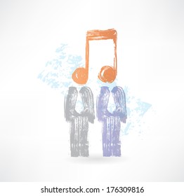 two men with notes instead of heads