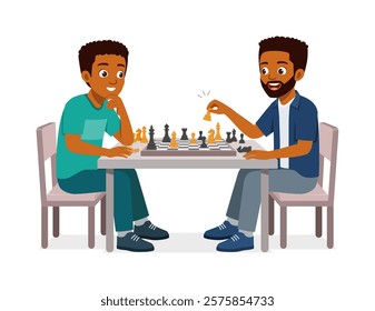 two men play chess and thinking hard