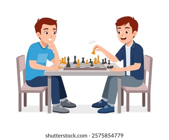 two men play chess and thinking hard