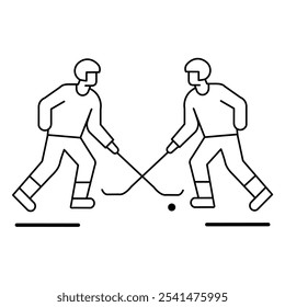 Dos hombres jugando hockey sobre hielo Ilustración vectorial dibujada a mano plana