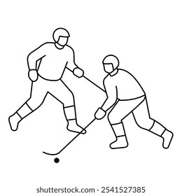 Dois homens jogando hóquei no gelo mão plana desenhado vetor ilustração