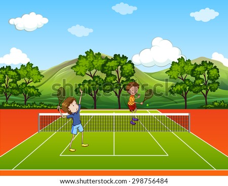 Similar – Image, Stock Photo Man hits a tennis ball on a tennis court with a tennis racket