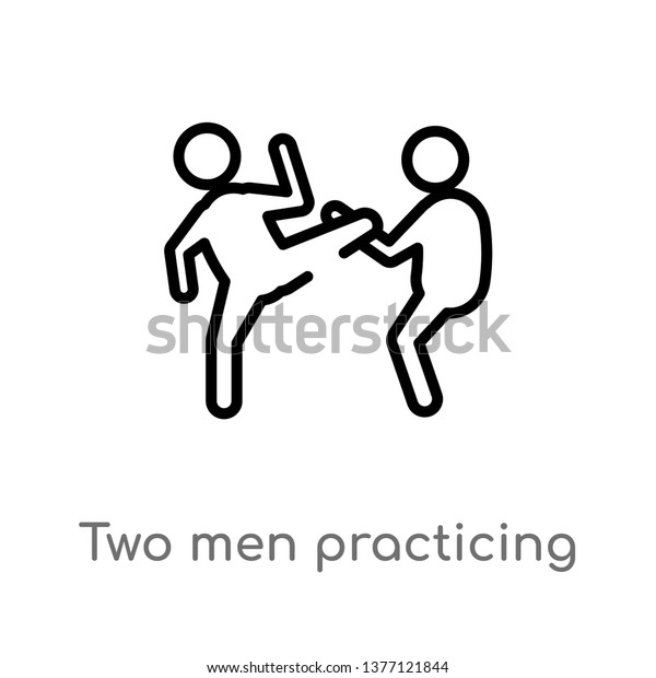 Two Men Practicing Karate Vector Line Stock Vector Royalty Free 1377121844 Shutterstock 