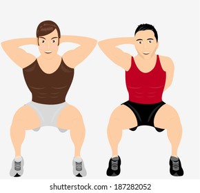 Two men practicing squats