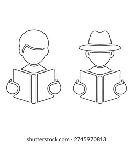 Two Men Reading Books Concept for Education Knowledge and Learning Library
