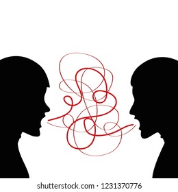 Two men are screaming silhouette vector illustration