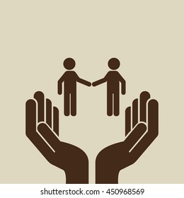two men shaking hand, networking and teamwork cooperation icon, vector illustration