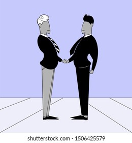 two men shaking hands, design illustration for business purpose