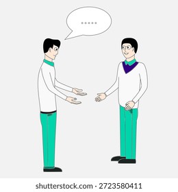 Zwei Männer geben sich die Hand. Einer von ihnen trägt ein weißes Hemd und der andere ein grünes Hemd