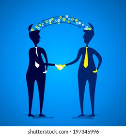 two men share your business idea creative design concept vector