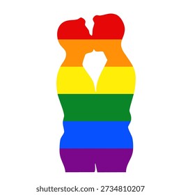 two men sharing a romantic kiss with lgbt colors for pride month