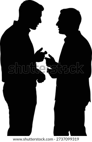 Two men in silhouette engaged in a conversation or negotiation.