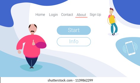 two men silhouettes standing pose mobile app background male cartoon character full length horizontal copy space flat vector illustration