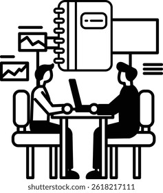 Two men sitting at a table with a book in front of them