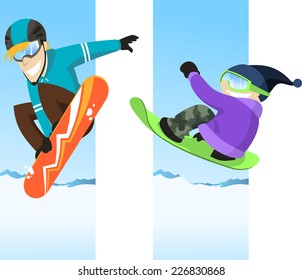 two men snowboarding