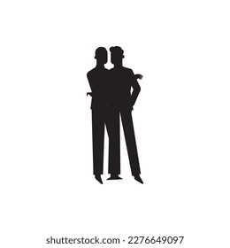 two men stand and talk sihouettes isolated on white background. transaction icon agreement cooperation symbol, transaction contract successful deal  business concept  vector illustration