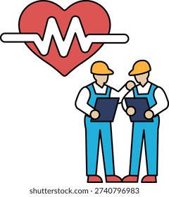 Two men are standing next to each other, one of them holding a clipboard. The image is a representation of the importance of teamwork and collaboration in the workplace. The men's attire