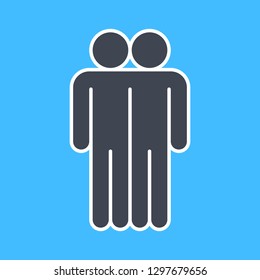 Two men stands with his hands down created in flat style. The design graphic element is saved as a vector illustration in the EPS file format.