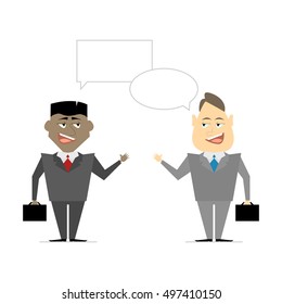 Two men talk, discussion, exchange of ideas, teamwork. Business meeting. ?artoon