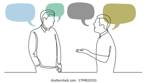 two men talking arguing with speech bubbles with speech bubbles