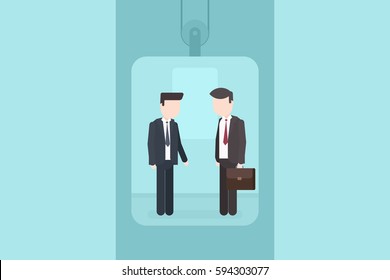Two men talking. Elevator pitch clipart.