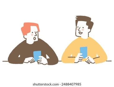 Two men talking over drinks _color