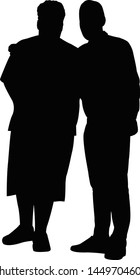 two men togethr, silhouette vector