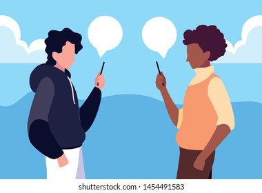 two men using smartphone devices
