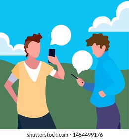 two men using smartphone devices