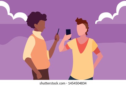 two men using smartphone devices