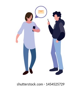 two men using smartphone social media
