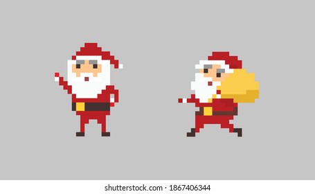 Dos alegres santa claus. Pixel