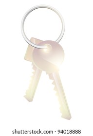 Two metal keys against the white background