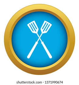 Two metal spatulas icon blue vector isolated on white background for any design