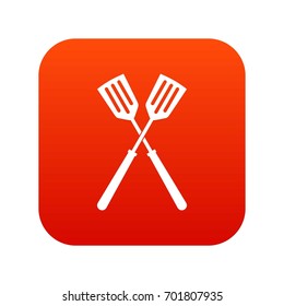 Two metal spatulas icon digital red for any design isolated on white vector illustration
