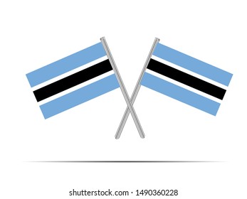 Two metall flagpole with National flag of Republic of Botswana. original colors and proportion. Simply vector illustration eps10, from countries flag set.